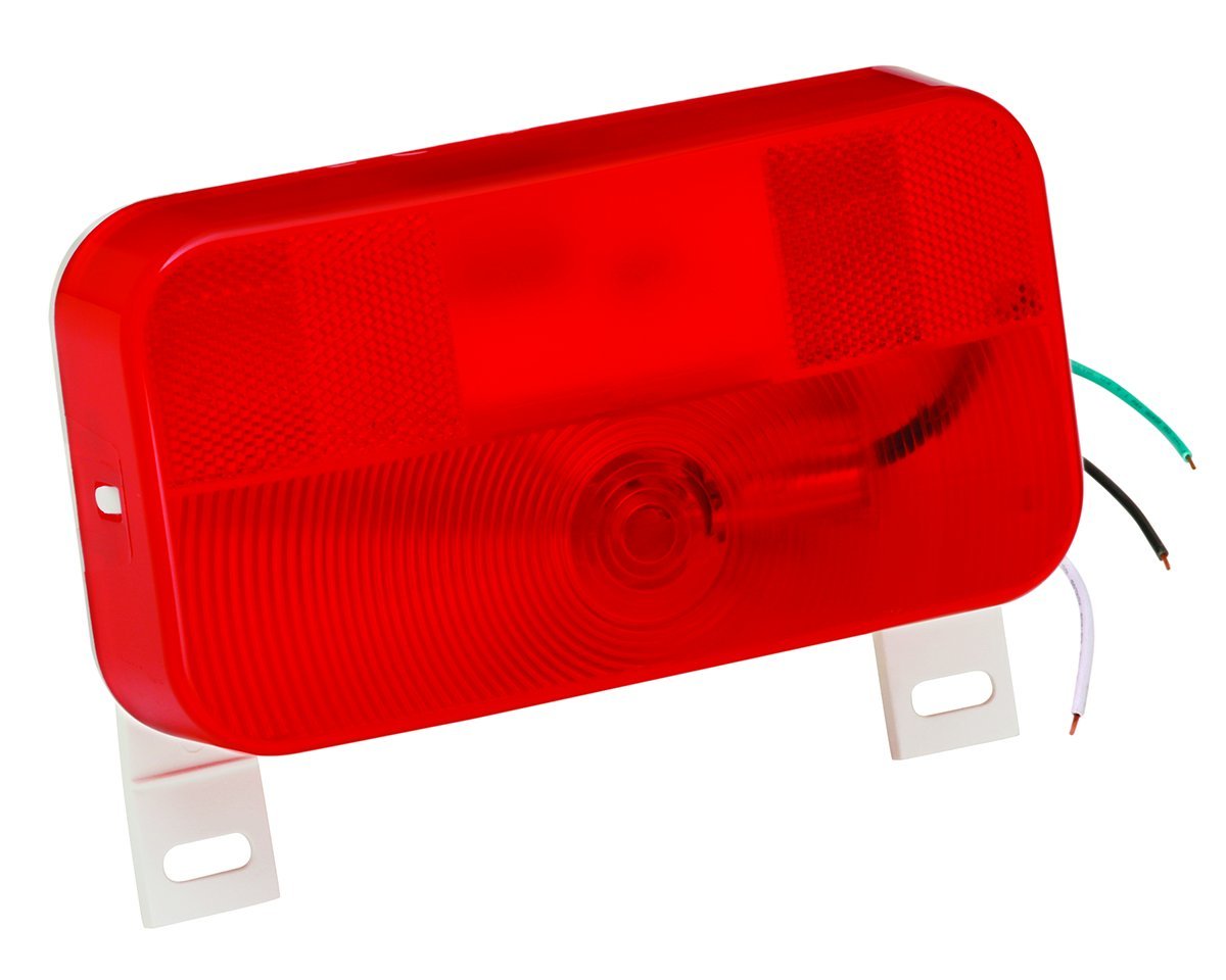 Bargman 34-92-003 92 Series Red Tail Light With License Plate Bracket and White Base